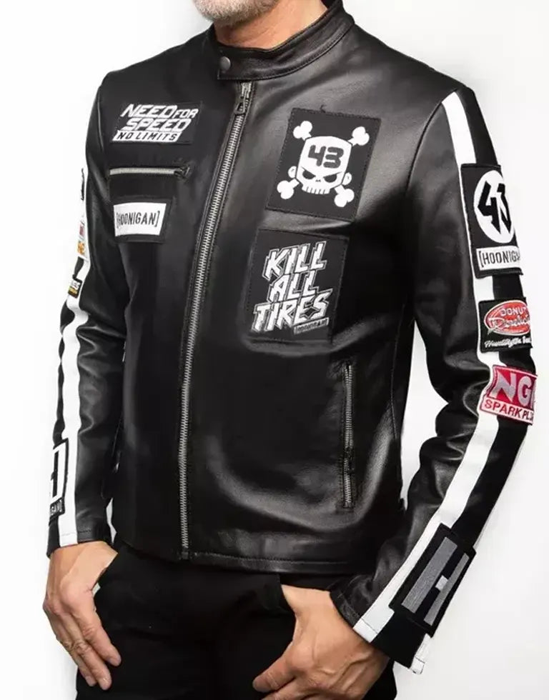 Ken Block Leather White and Black Jacket