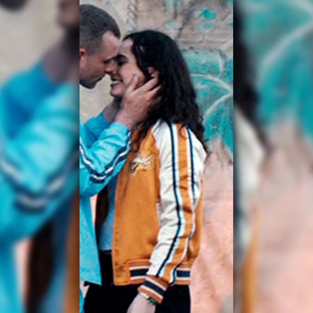 Malditos 2025 Raïka Hazanavicius Bomber Orange and White Jacket