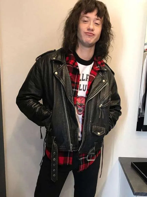 Stranger Things Eddie Munson Black Leather Jacket